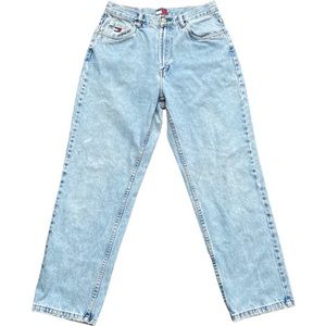 Crazy 90s wide leg relaxed fit big flag logo light wash Tommy Hilfiger jeans